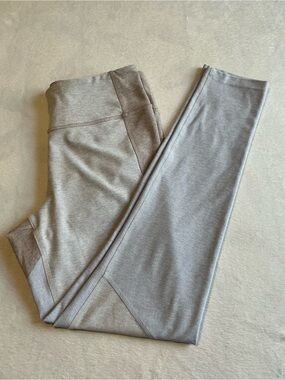 Outdoor Voices Heather Gray Tan Colorblock Warmup Leggings Medium